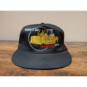 Komatsu Advance Series Bulldozer Embroidered Black Snapback Hat One Size